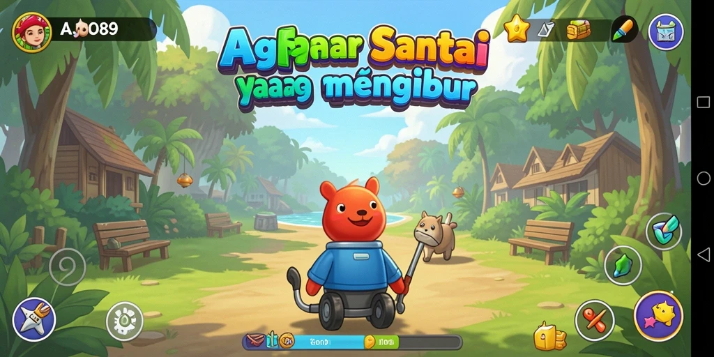 Screenshot AJO89 menampilkan grafis cerah dan gameplay yang menghibur.