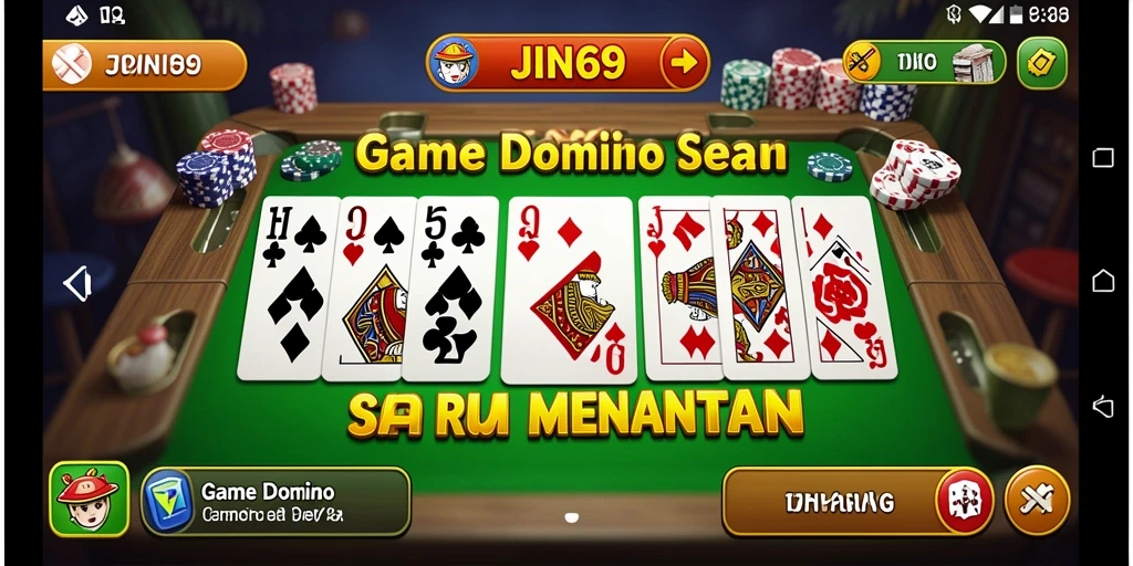 Tampilan gameplay Domino seru di JIN69 yang memikat.